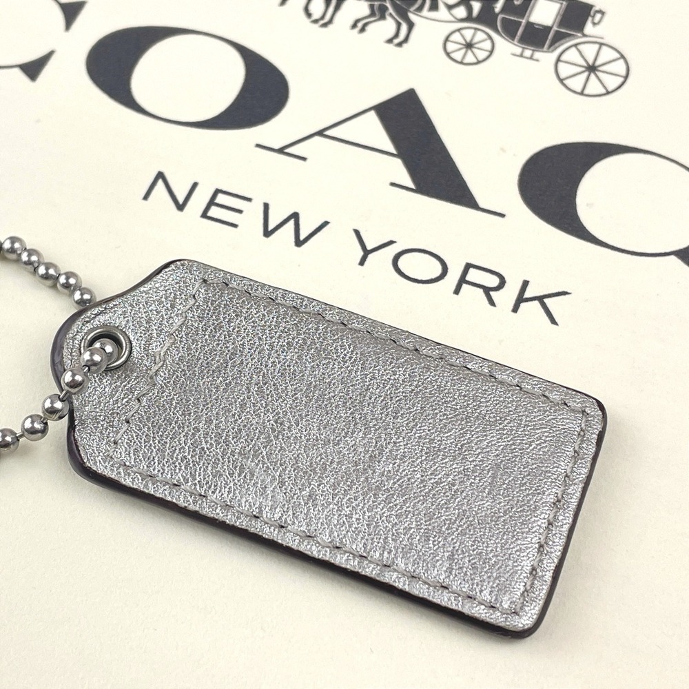 Vintage COACH Purse Hang Tag Silver Metallic Medium 2.5" x 1.25" - Picture 3 of 3